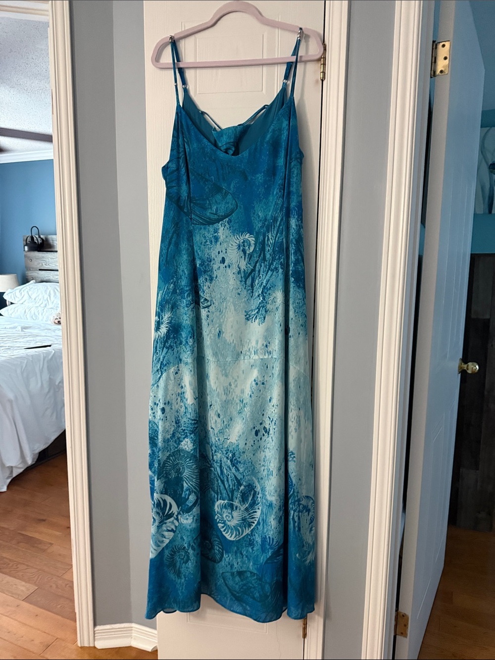 White House Black Market Teal Ombre Slip Maxi Dress